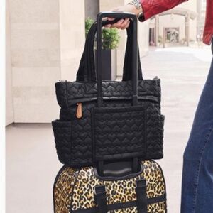 BRIGHTON KAMERON UTILITY TRAVEL TOTE BLACK HEARTS